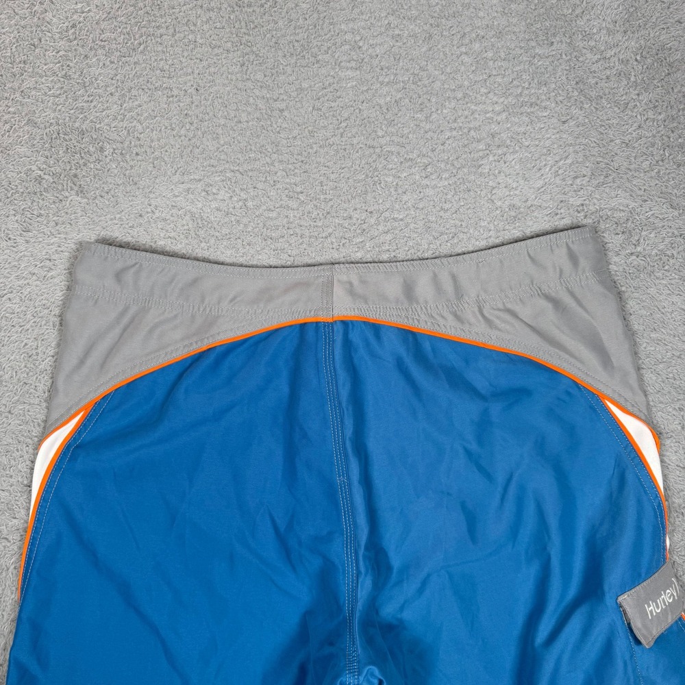 Hurley Mens Board Shorts Size 36 Grey Blue Orange Colorblock Cargo Swim Trunks - Picture 4 of 12